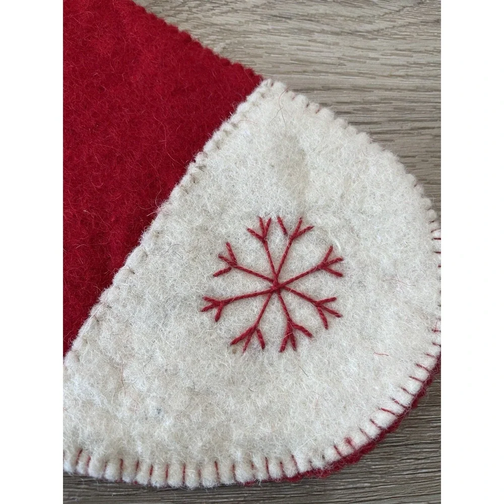 Set of‎ 2  Creative Co-Op Felted Wool Appliqued Christmas Stockings